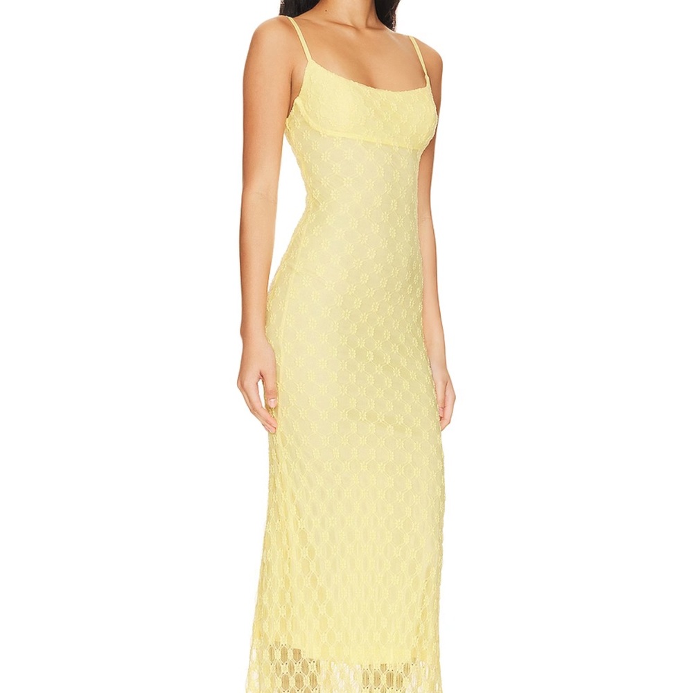 Adoni Mesh Maxi Dress in canary yellow - Bardot